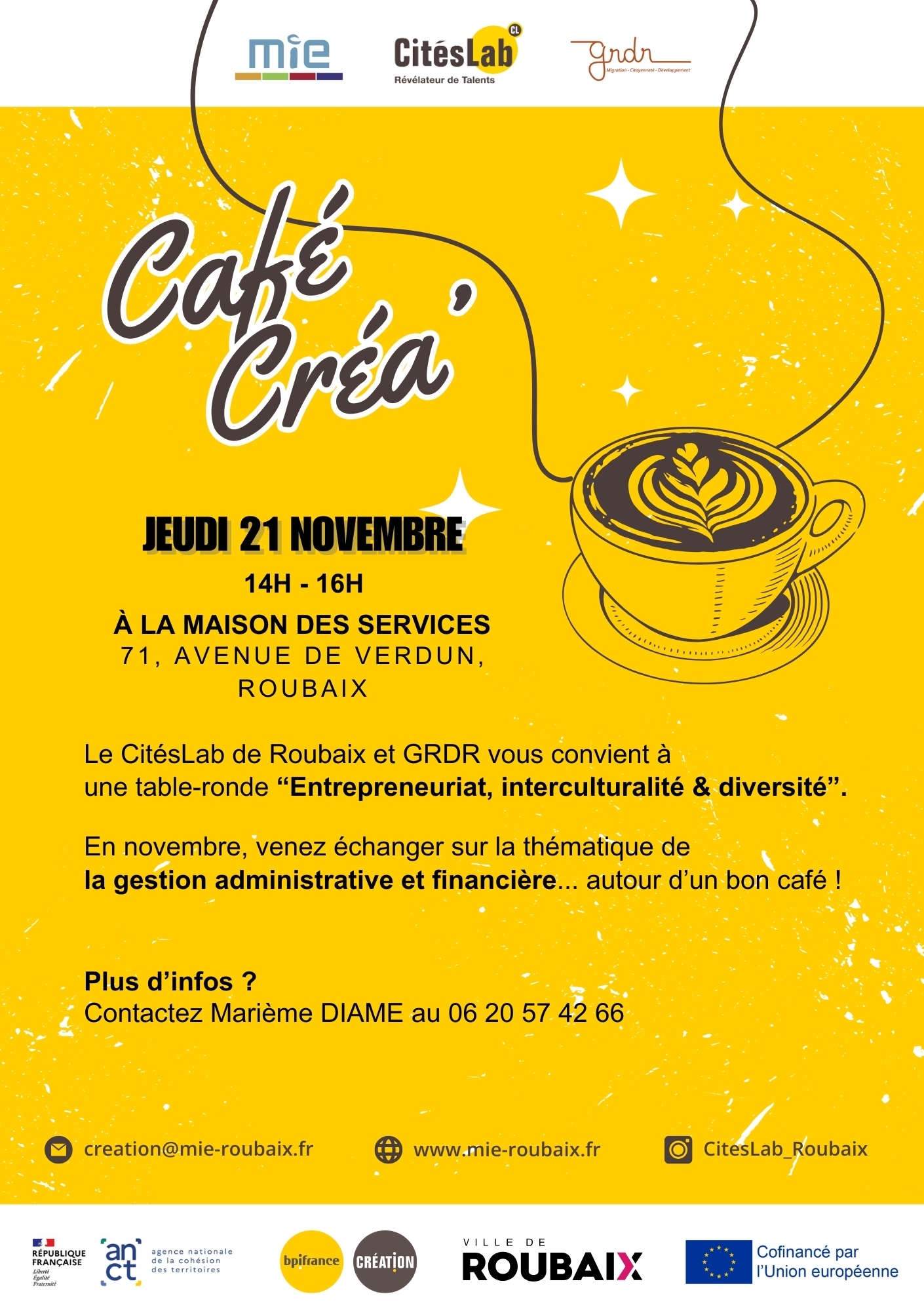 Café Créa’ – table ronde « Entrepreneuriat, interculturalité, diversité « 